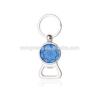 Souvenir/promotion custom metal epoxy sticker keychain Personalised small bottle opener keyring