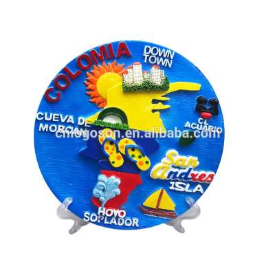 Colombia tourist souvenir plate for decoration most selling resin plate