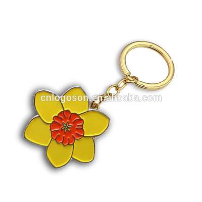 Custom nice-looking enamel yellow blossom keychains for woman gift flower keychain