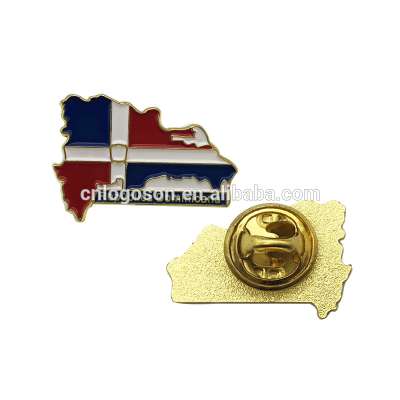 Logoson Dominican Republic flag lapel pin customized map shape enamel badges