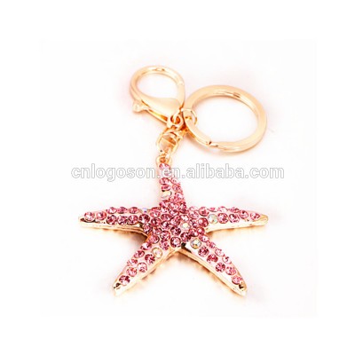 Sea Starfish Rhinestone Key Chain Custom   Souvenir Keychain