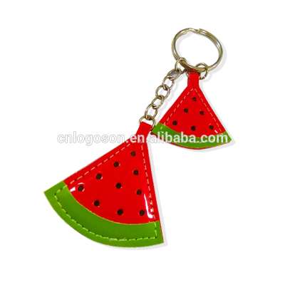 Womens sublimation custom cute watermelon shape leather keychain