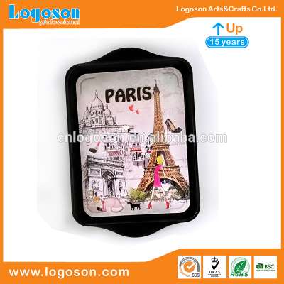 Wholesale Paris Eiffel Tower Tourist Souvenir Metal Plate Customized Country Souvenir Plate