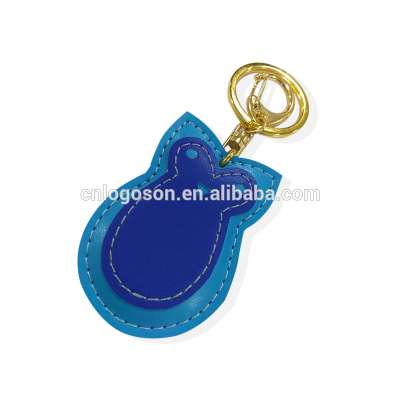 New Custom blue Owl promotional leather keychain key holder leather