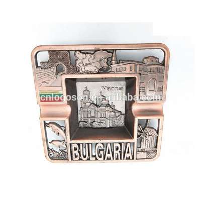 High Quality Bulgaria Square Souvenir  Copper Custom Metal  Ashtray