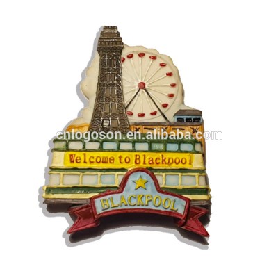 Souvenir UK Blackpool Tourist Custom Polyresin Fridge  Magnet