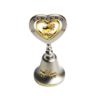 Gold and silver plated metal Finland tourist souvenir dinner bell