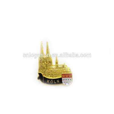 Shiny golden emboss Cologne Cathedral Germany Koln customized metal badges