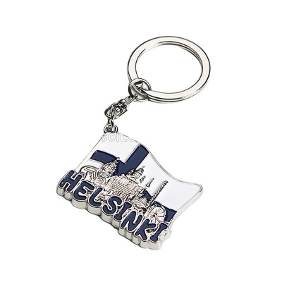 High Quality Customized Finland Flag Keychain/Keyring Souvenir Helsinki Key Chains