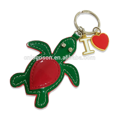 2020 New Arrivals Souvenir Turtle PU Custom Metal  Keyring Keychain