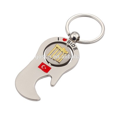 Top Quality Personalized Keychain Opener Turkey Flag Souvenir Spinning Keyring